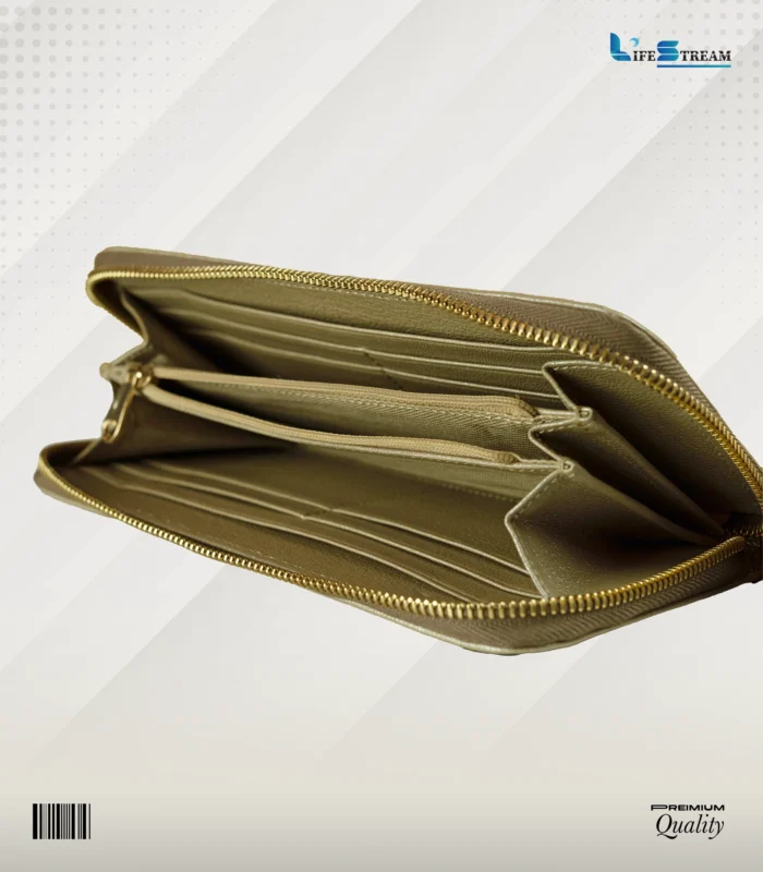 Ladies Purse (Round Zipper Closure) – Stylish & Secure (Golden)